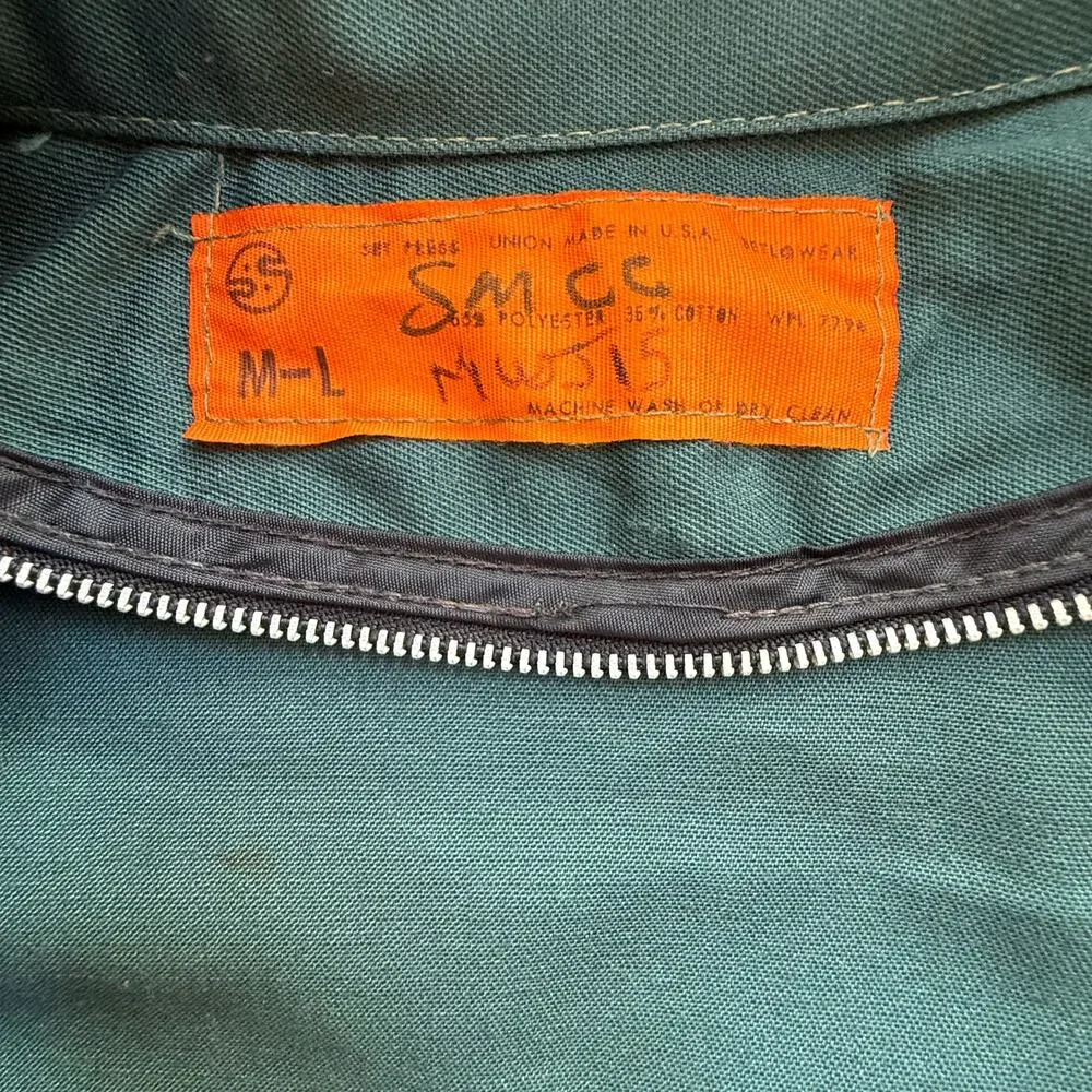 VTG 70s Setlowear Work Jacket Mens M L Green Utility Military Space Mission USA